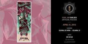 Concert poster from Pearl Jam - Colonial Life Arena, Columbia, SC, USA - Apr 21, 2016