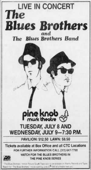 Concert poster from Blues Brothers - Pine Knob Music Theatre, Clarkston, MI, USA - Jul 8, 1980