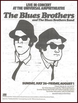 Concert poster from Blues Brothers - Universal Amphitheatre, Universal City, CA, USA - Jul 29, 1980