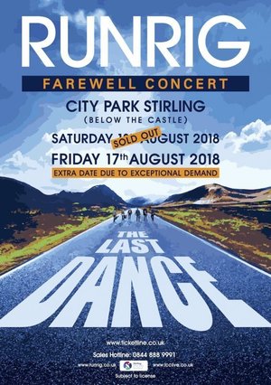Concert poster from Runrig - Stirling Castle, Stirling, England - Aug 17, 2018