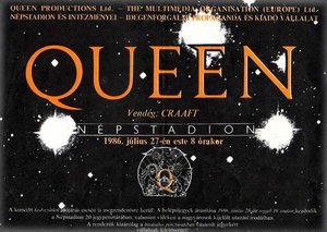 Concert poster from Queen - Népstadion, Budapest, Hungary - Jul 27, 1986