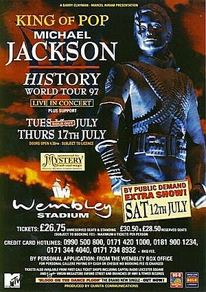 Concert poster from Michael Jackson - Wembley Stadium, London, England - Jul 12, 1997