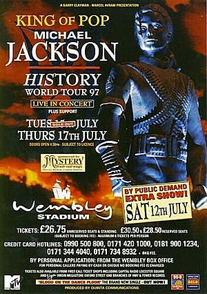 Concert poster from Michael Jackson - Wembley Stadium, London, England - Jul 15, 1997