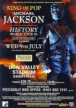 Concert poster from Michael Jackson - Don Valley Stadium, Sheffield, England - Jul 9, 1997