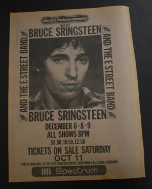 Concert poster from Bruce Springsteen - First Union Spectrum, Philadelphia, PA, USA - Dec 9, 1980