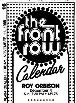 Concert poster from Roy Orbison - Front Row Theatre, Highland Heights,, OH, USA - Dec 4, 1988
