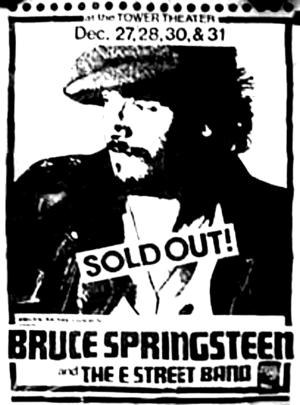 Concert poster from Bruce Springsteen - Tower Theatre, Upper Darby, PA, USA - Dec 28, 1975
