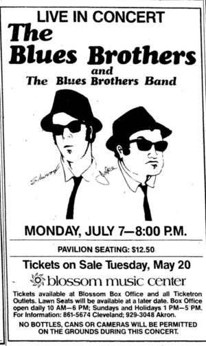 Concert poster from Blues Brothers - Blossom Music Center, Cuyahoga Falls, OH, USA - Jul 7, 1980