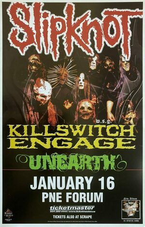 Concert poster from Slipknot - PNE Forum, Vancouver, BC, Canada - 16. Jan 2005