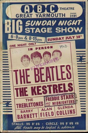Concert poster from The Beatles - ABC Cinema, Great Yarmouth, England - 28. Jul 1963