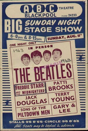 Concert poster from The Beatles - ABC Theatre, Blackpool, England - Aug 11, 1963