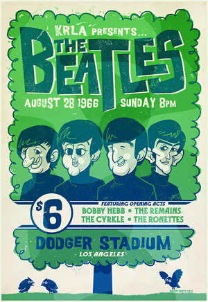 Concert poster from The Beatles - Dodger Stadium, Los Angeles, CA, USA - Aug 28, 1966