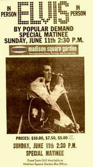 Concert poster from Elvis Presley - Madison Square Garden, New York, NY, USA - Jun 11, 1972