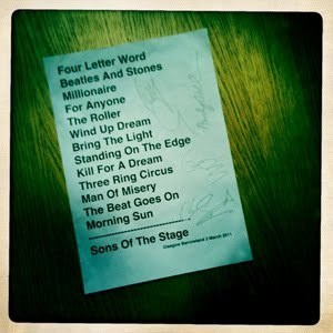 Setlist photo from Beady Eye - Barrowland Ballroom, Glasgow, Scotland - Mar 3, 2011
