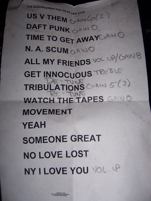 Setlist photo from LCD Soundsystem - Bowery Ballroom, New York, NY, USA - Mar 30, 2007