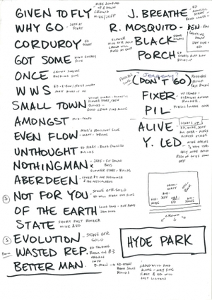 Setlist photo from Pearl Jam - Hyde Park, London, England - 25. Jun 2010