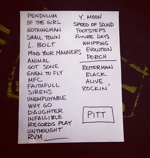 Setlist photo from Pearl Jam - CONSOL Energy Center, Pittsburgh, PA, USA - Oct 11, 2013