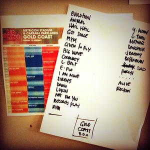 Setlist photo from Pearl Jam - Gold Coast Convention Centre, Gold Coast, Australia - Jan 19, 2014